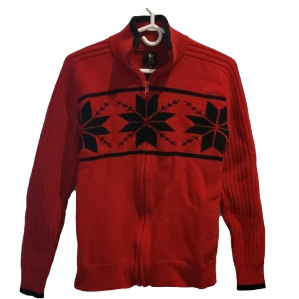 ROOTS Winter Edition Red Sweater  Women's Small 100% Lambs wool Red snowfla